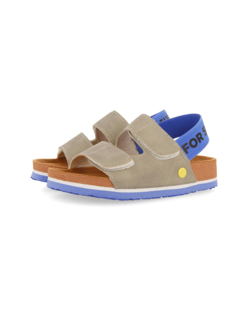 Courgis Boys Tan Footbed Sandals With Orange Details And Text - Grey, 34 image