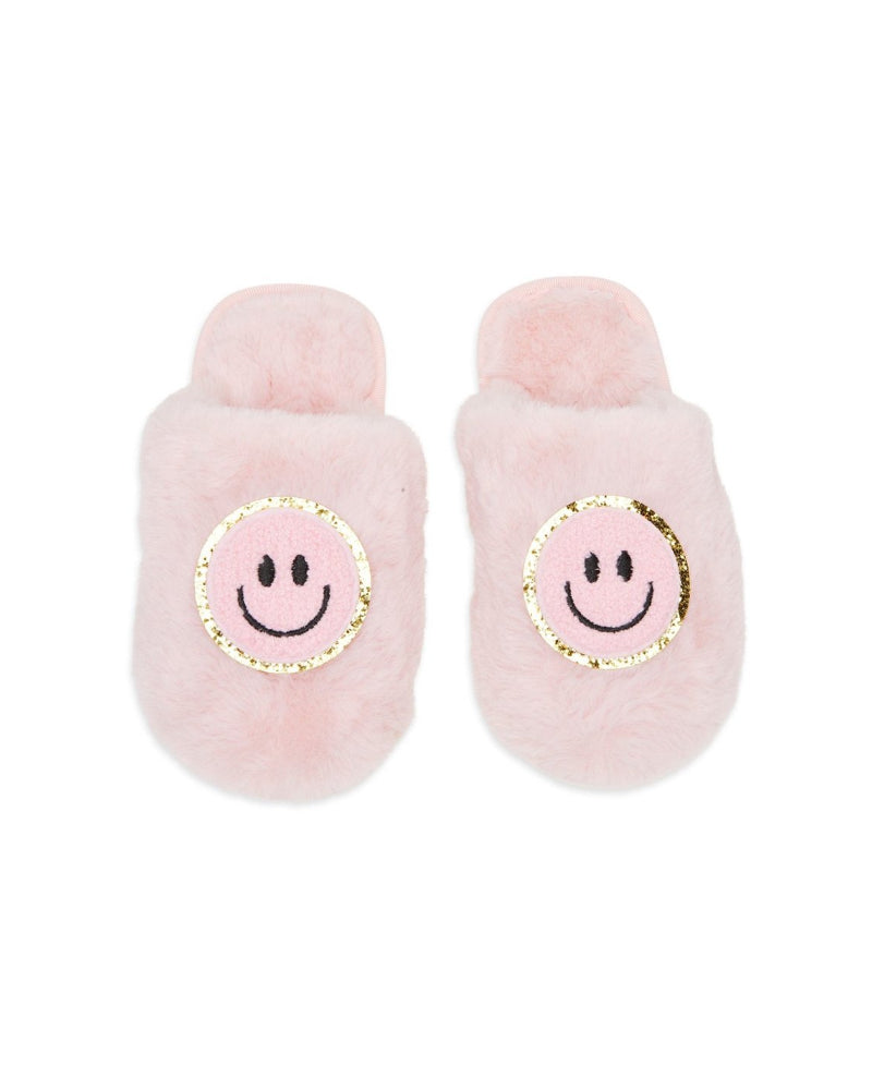Cali Smiley Face Fuzzy Slippers image 0