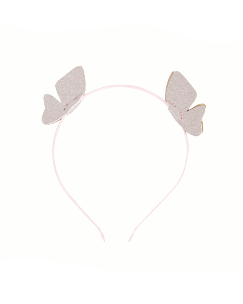 Pink Headband With Pink Glitter Butterfly For Girls image 0