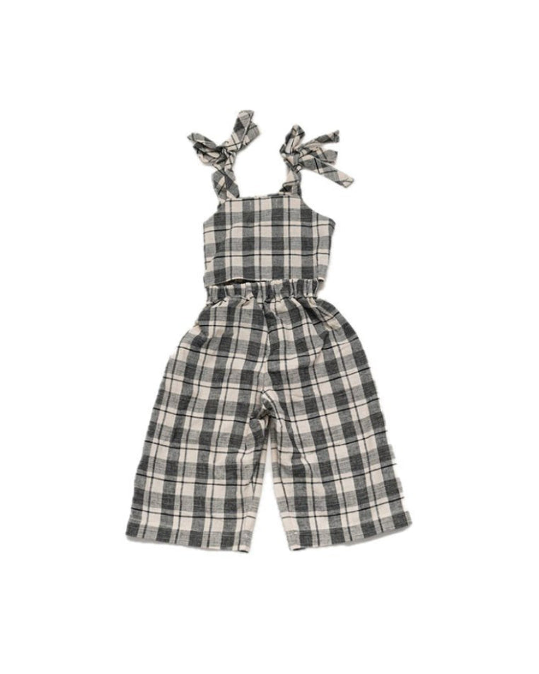 Black And Ivory Plaids Sky Jumpsuit image 0