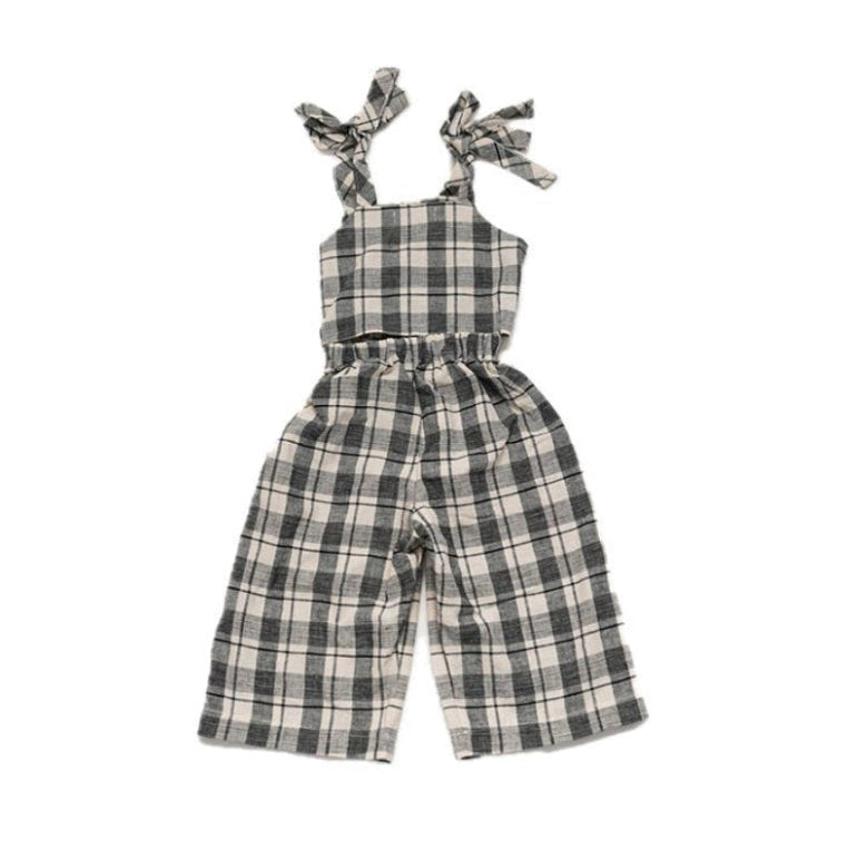 Black And Ivory Plaids Sky Jumpsuit