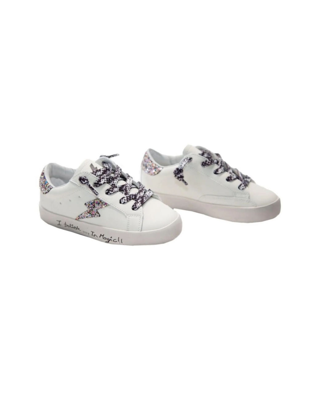 Dream I Believe In Magic Glitter Lightning Bolt Sneakers image 0