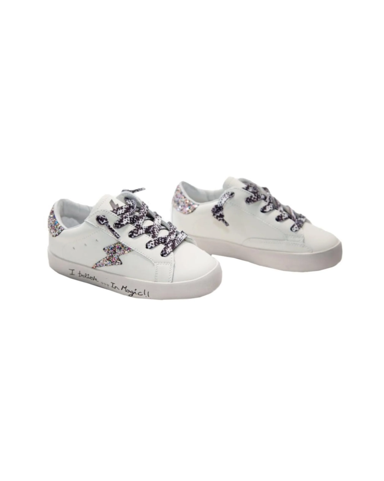 Dream I Believe In Magic Glitter Lightning Bolt Sneakers image 0