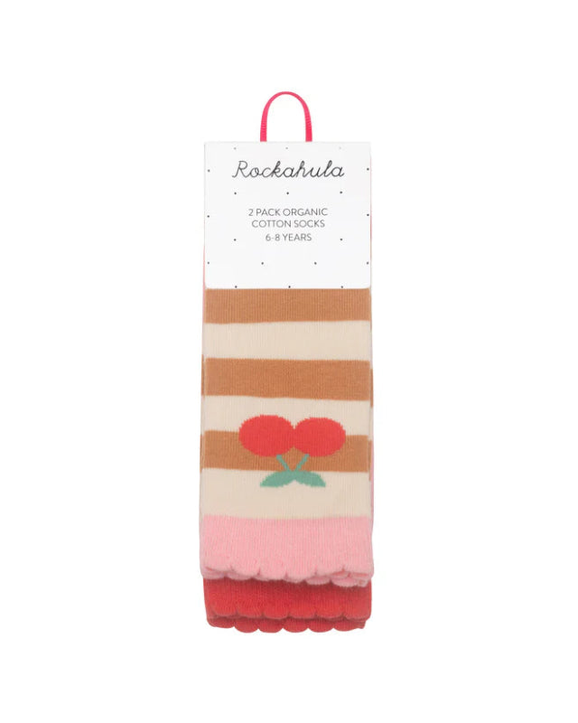 Stripy Cherry 2 Pack Socks image 2