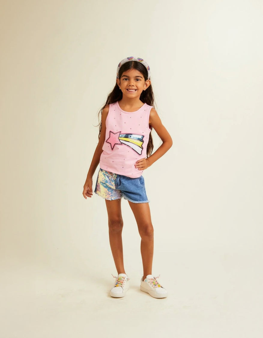 Mia Sequin Denim Shorts image 1