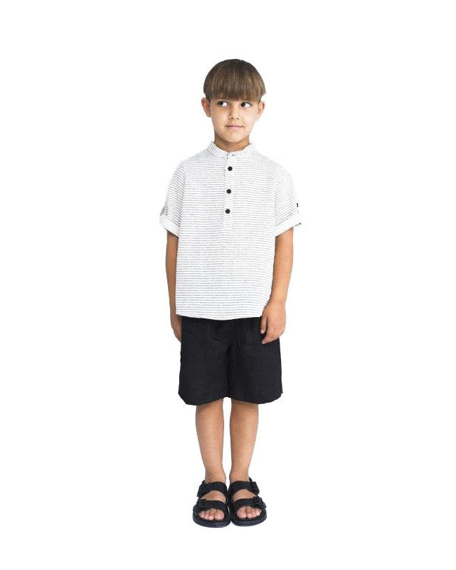 Tunic in Cotton Blend Stripe Black & White image 1