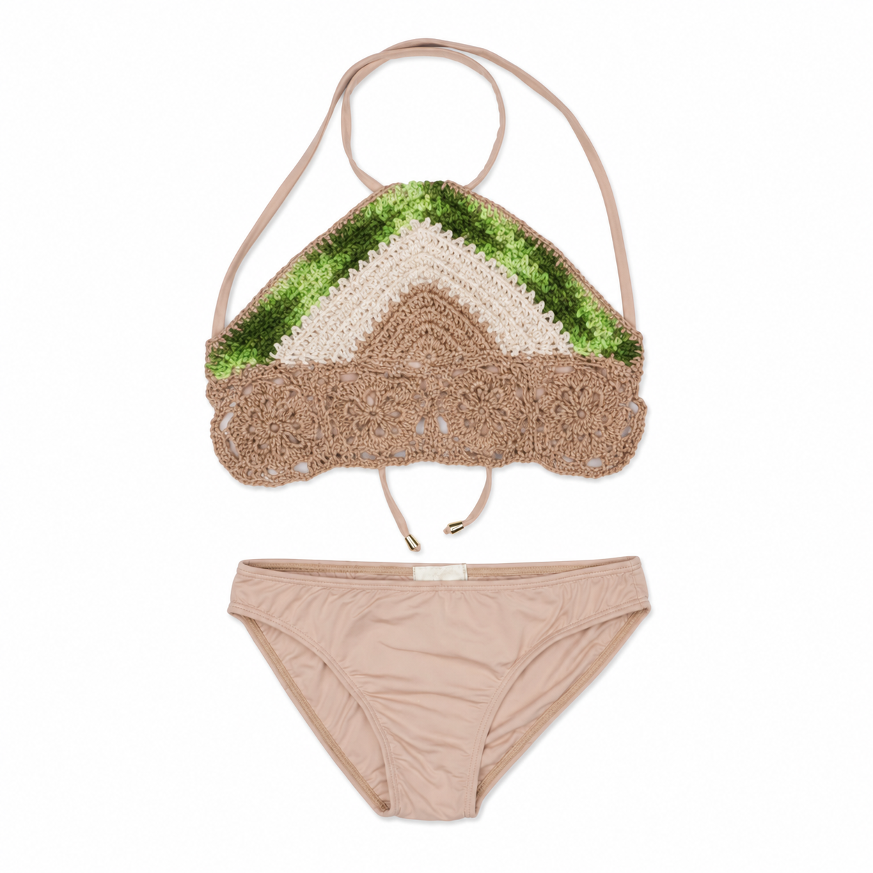 2 PC Tan Halter Crochet