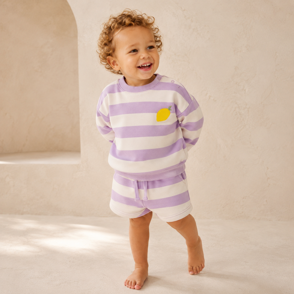 Striped Cotton Fleece Baby Sweatshirt