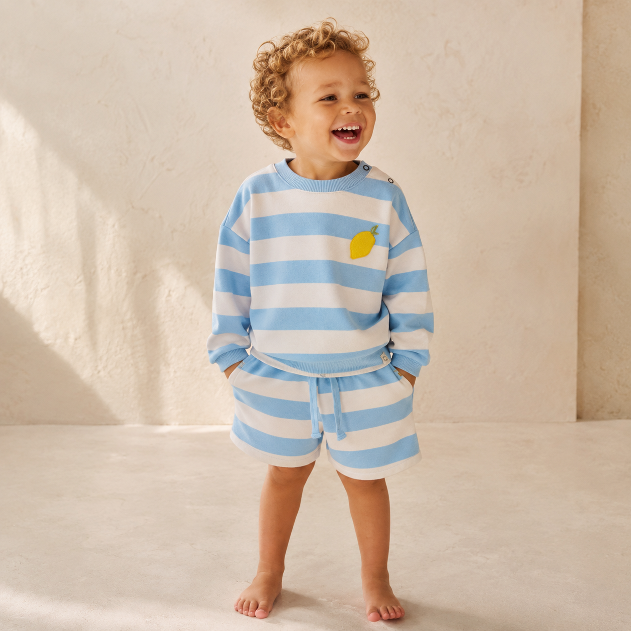 Striped Cotton Fleece Baby Sweatshirt