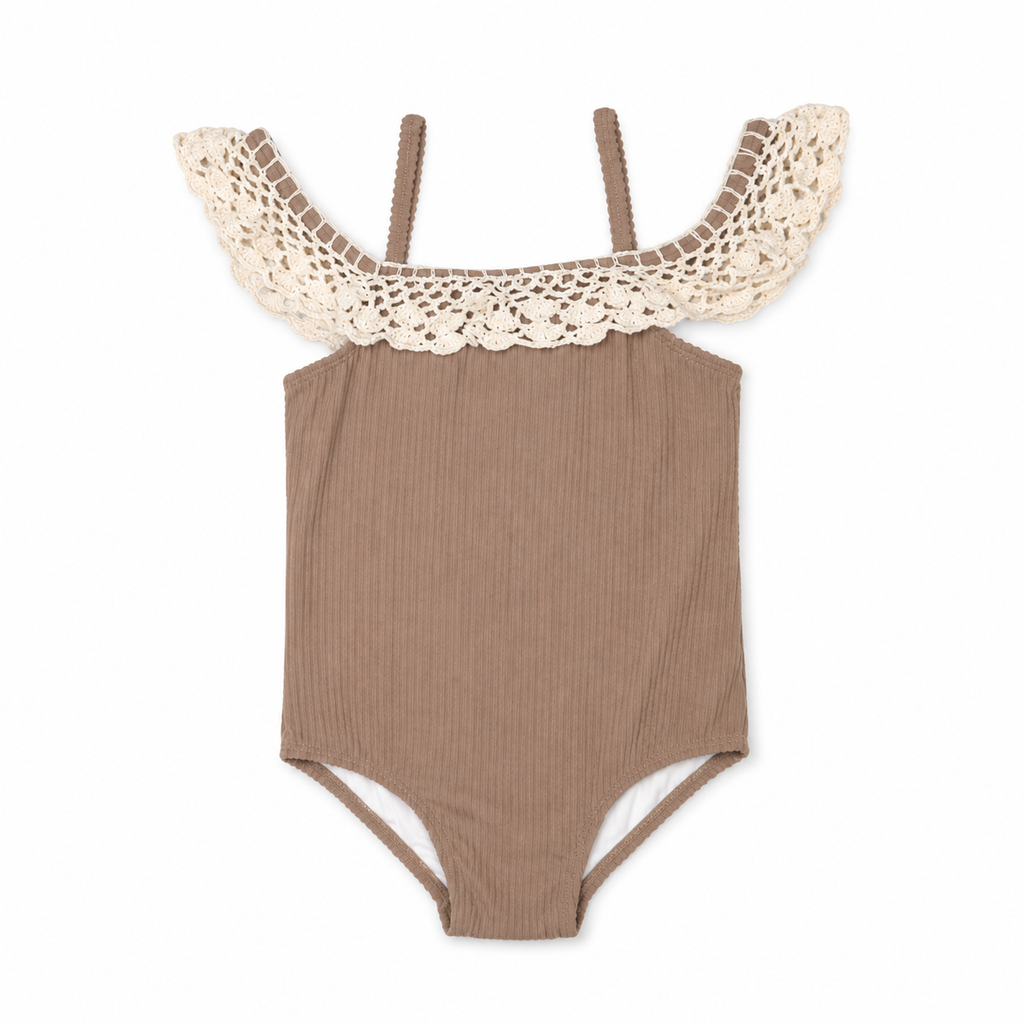 1 PC Tan Crochet Detail