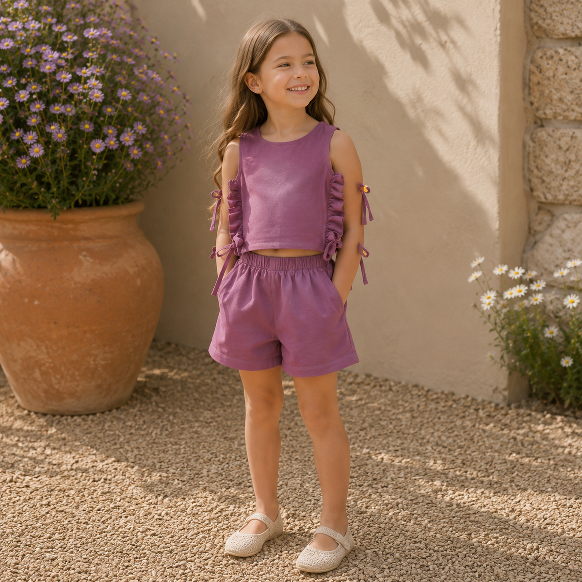 Bermuda In Tencel & Linen Sangria
