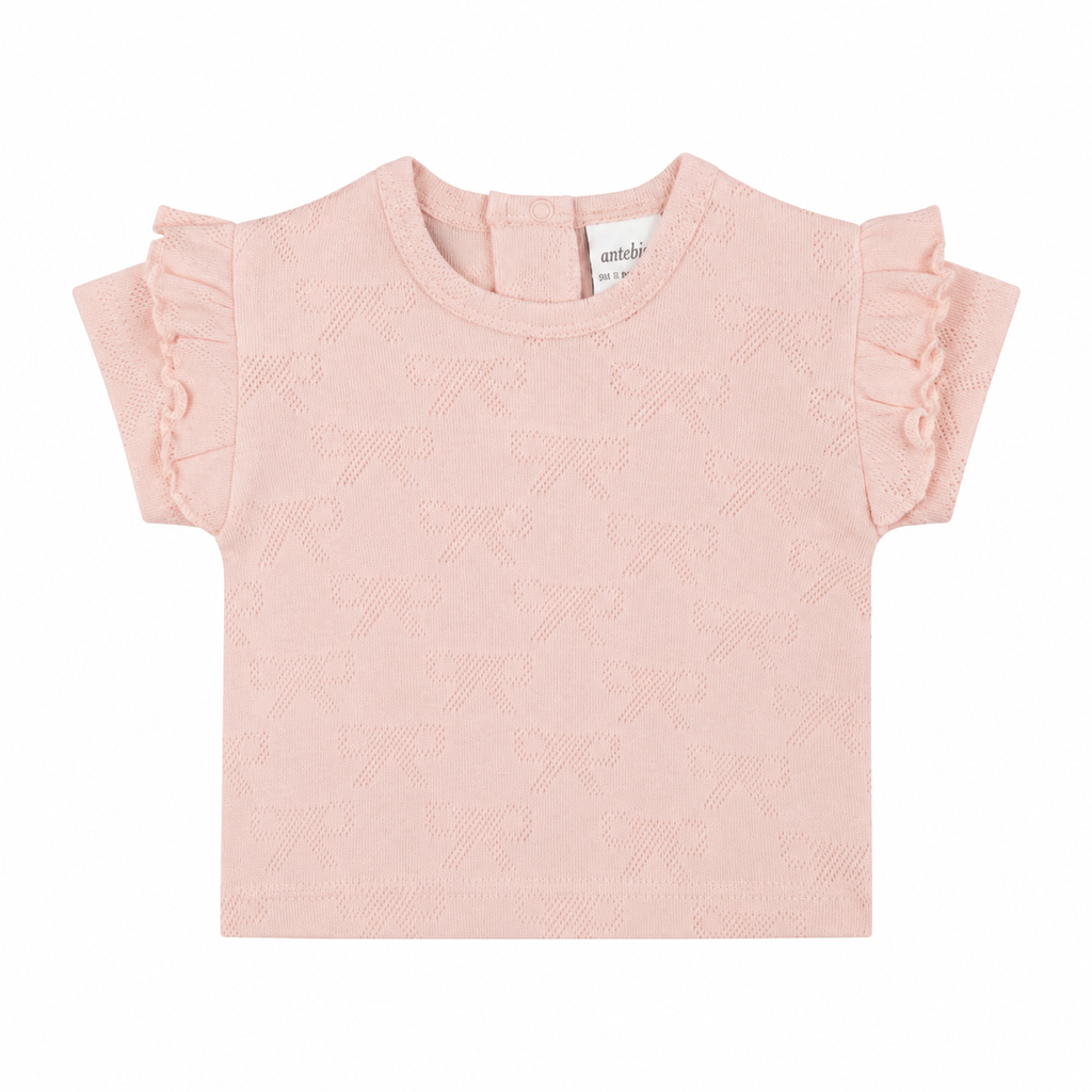 Ribbon Jacquard Ruffled T-Shirt