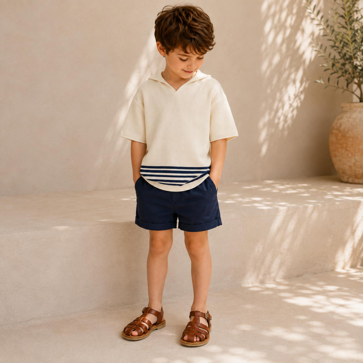 Tricot Viscose Polo Sweater