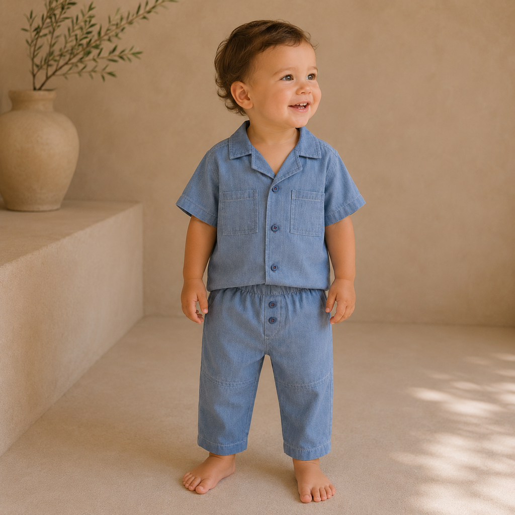 Stitched Pants Chambray Denim