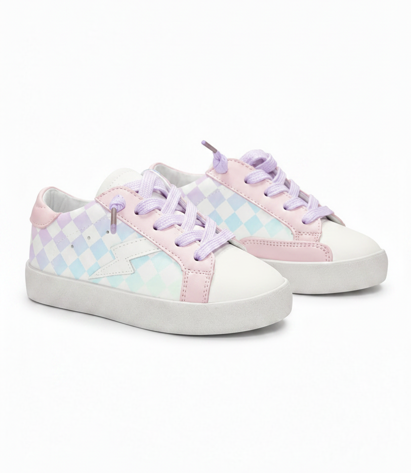 Stacy Pastel Checkered Lightning Bolt Sneakers