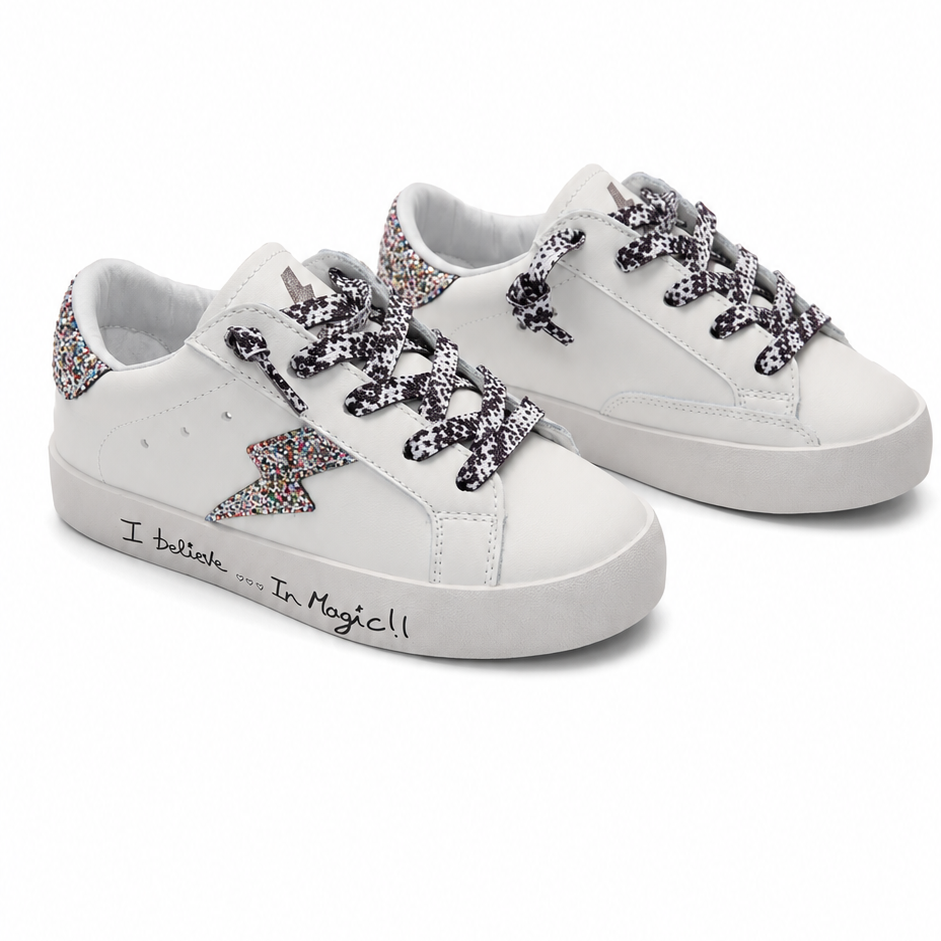 Dream I Believe In Magic Glitter Lightning Bolt Sneakers