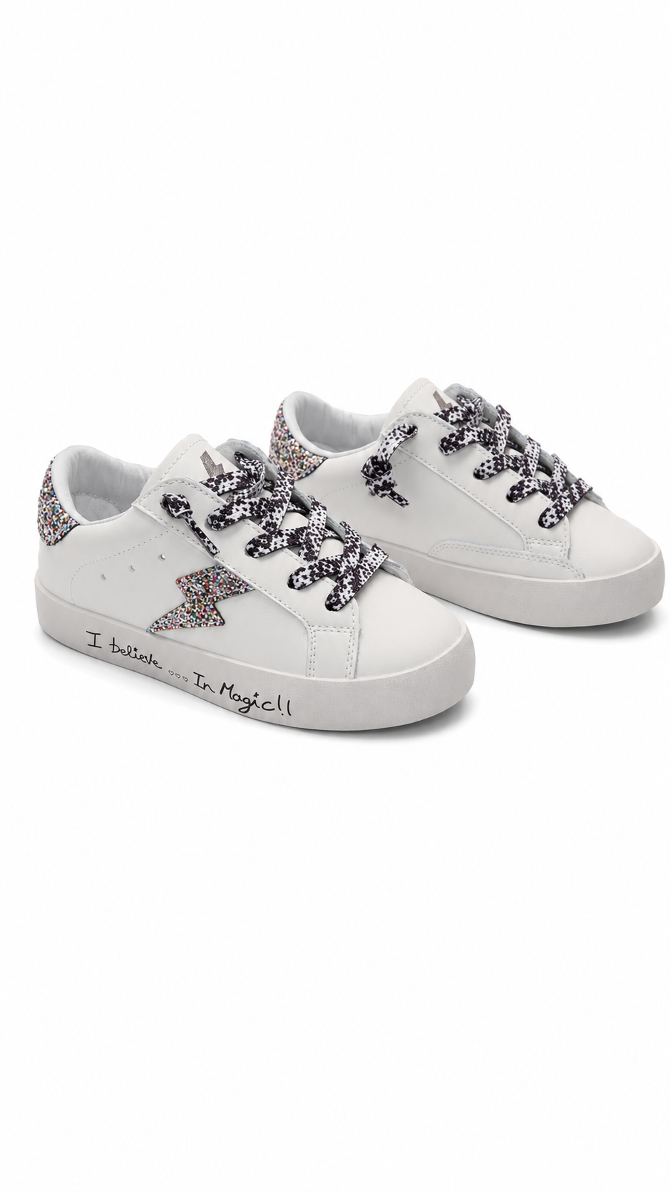 Dream I Believe In Magic Glitter Lightning Bolt Sneakers