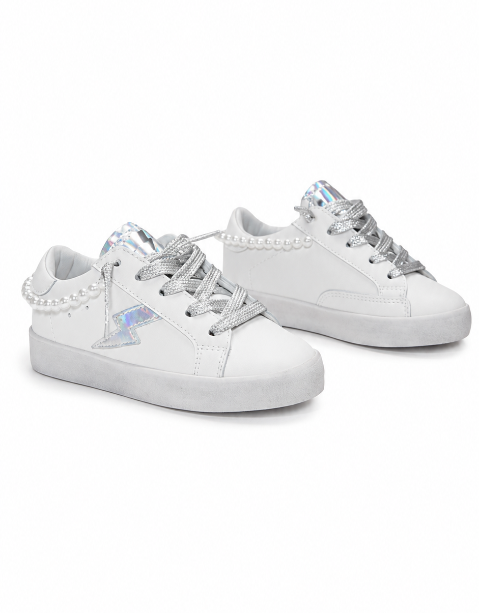 Gia Pearl Iridescent Lightning Bolt Sneakers