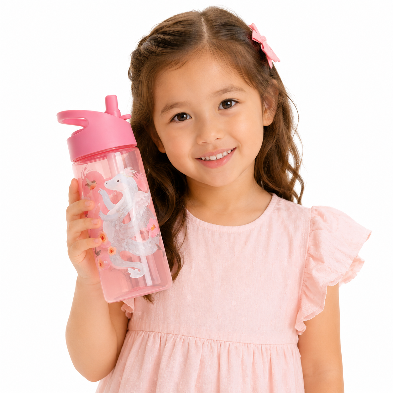 Drinking Bottle Fairytale Dragon Peony Pink