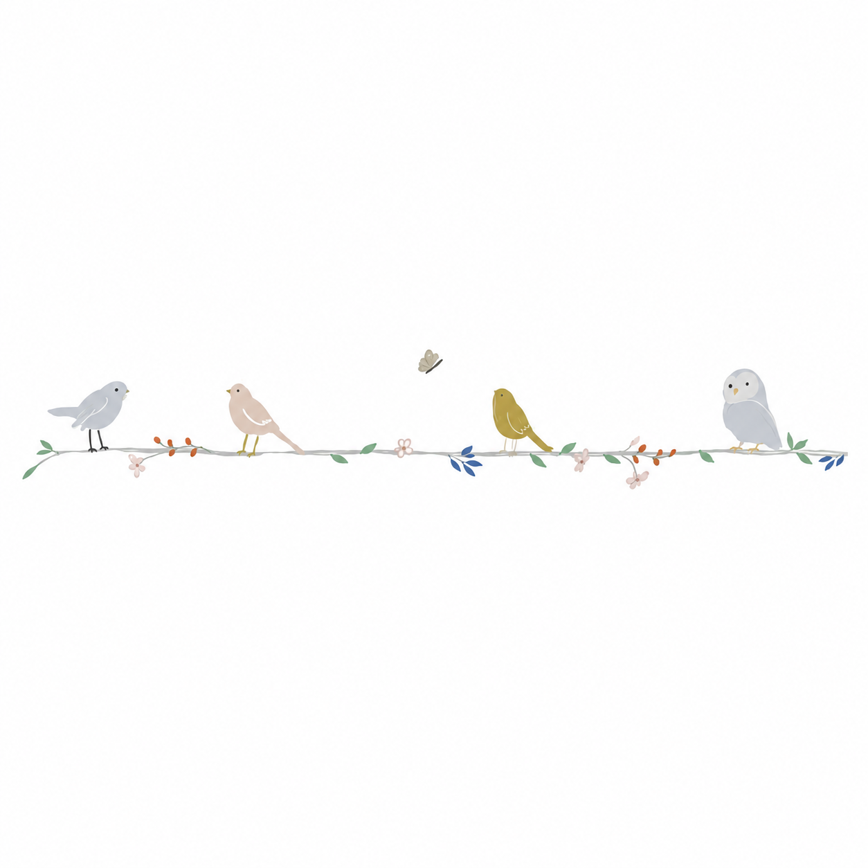 Flowers And Birds - Wallborder