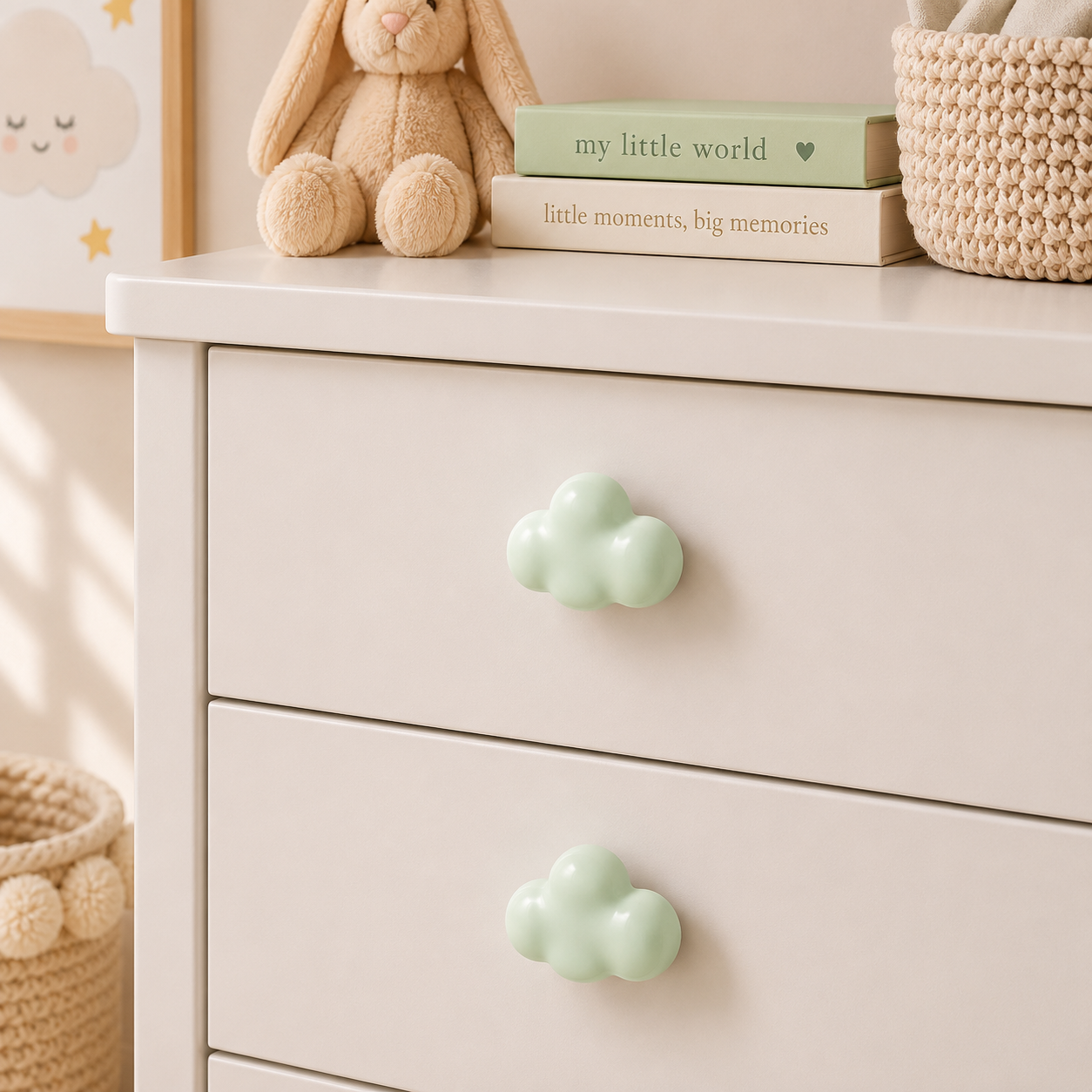 Modern Ceramic- Cloud Drawer Handle, Cartoon Style