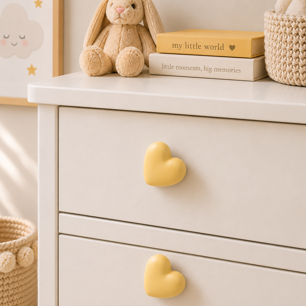 Modern Ceramic- Heart Drawer Handle, Cartoon Style