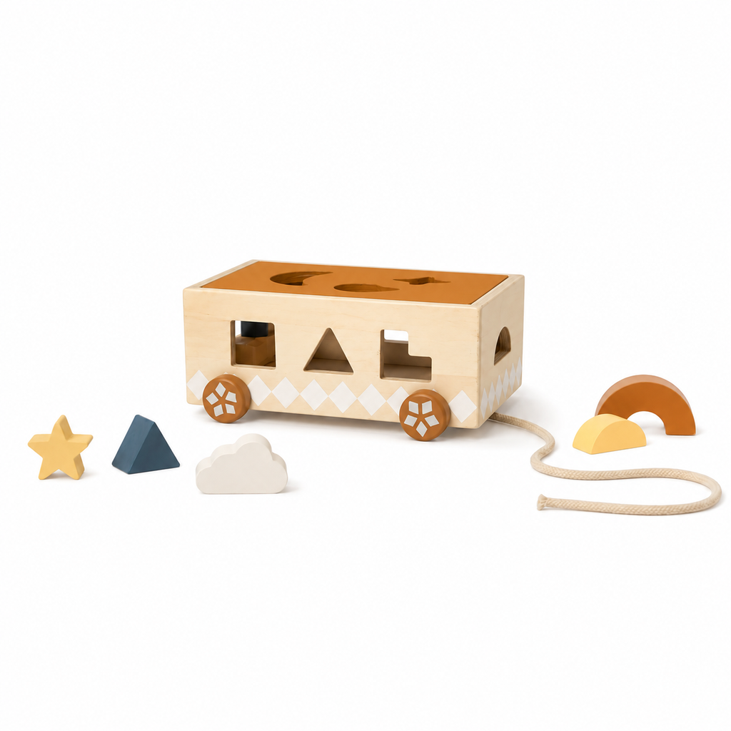 Shape Sorter Pull Cart - Wood