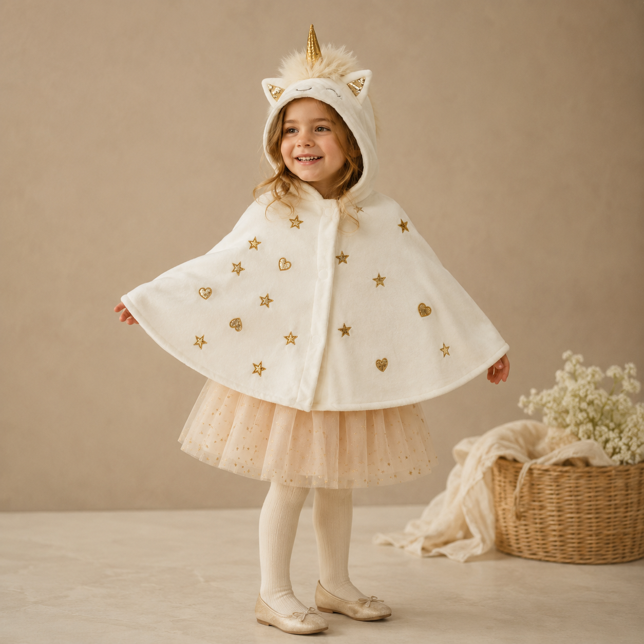 Unicorn Baby Cape Off White