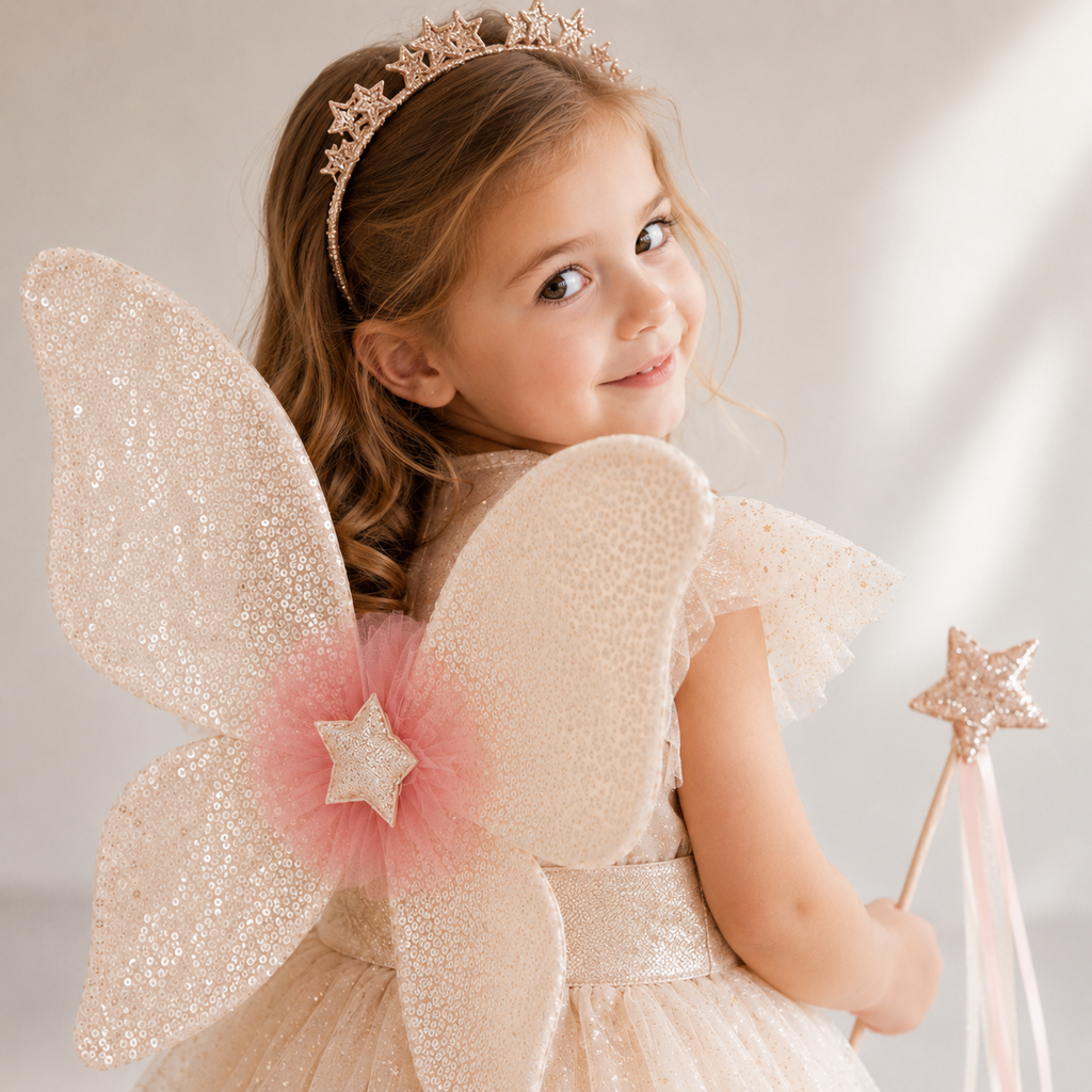 Sequin Fairy Wings Aurelia | Vintage Rose