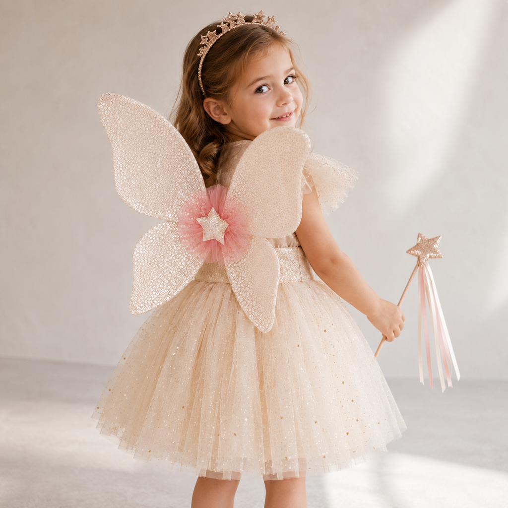 Sequin Fairy Wings Aurelia | Vintage Rose