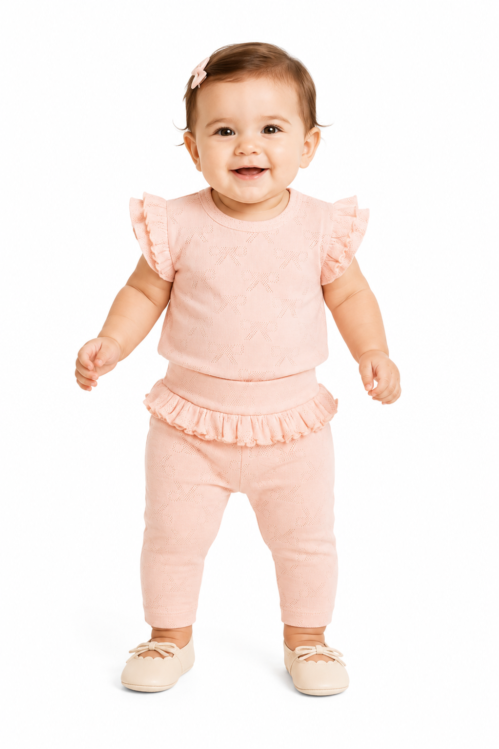 Ribbon Jacquard Ruffled T-Shirt