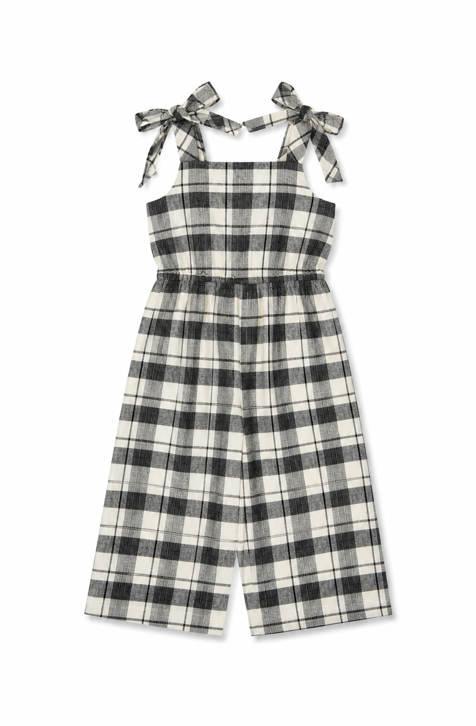 Black And Ivory Plaids Sky Jumpsuit