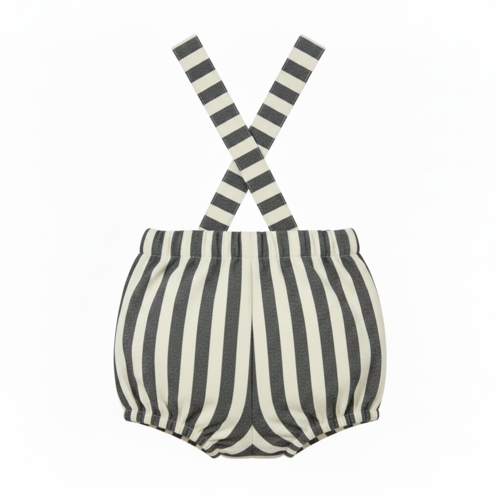 Black And Ivory Stripes Waves Shorts
