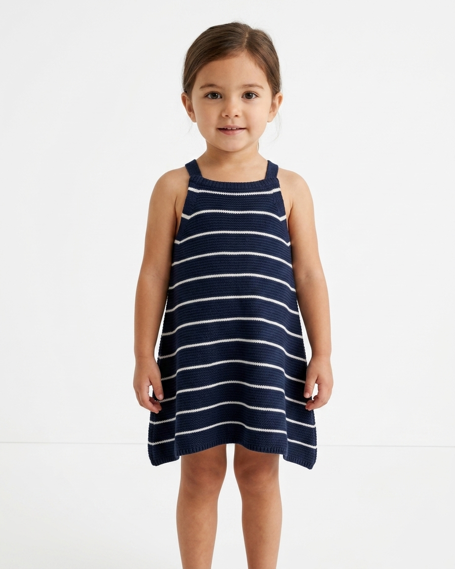 Navy Striped Knit Dress