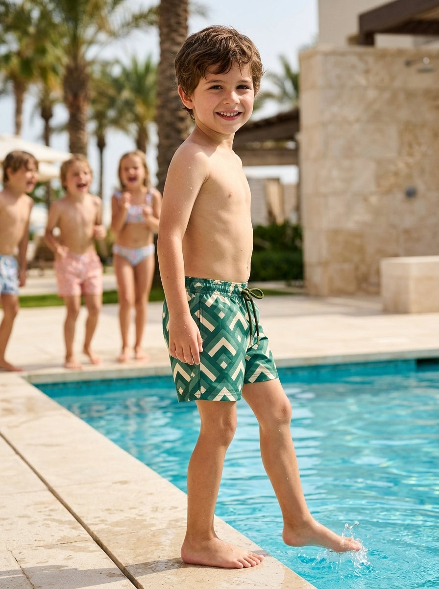 BOYS TRUNK CHEVRON GREEN