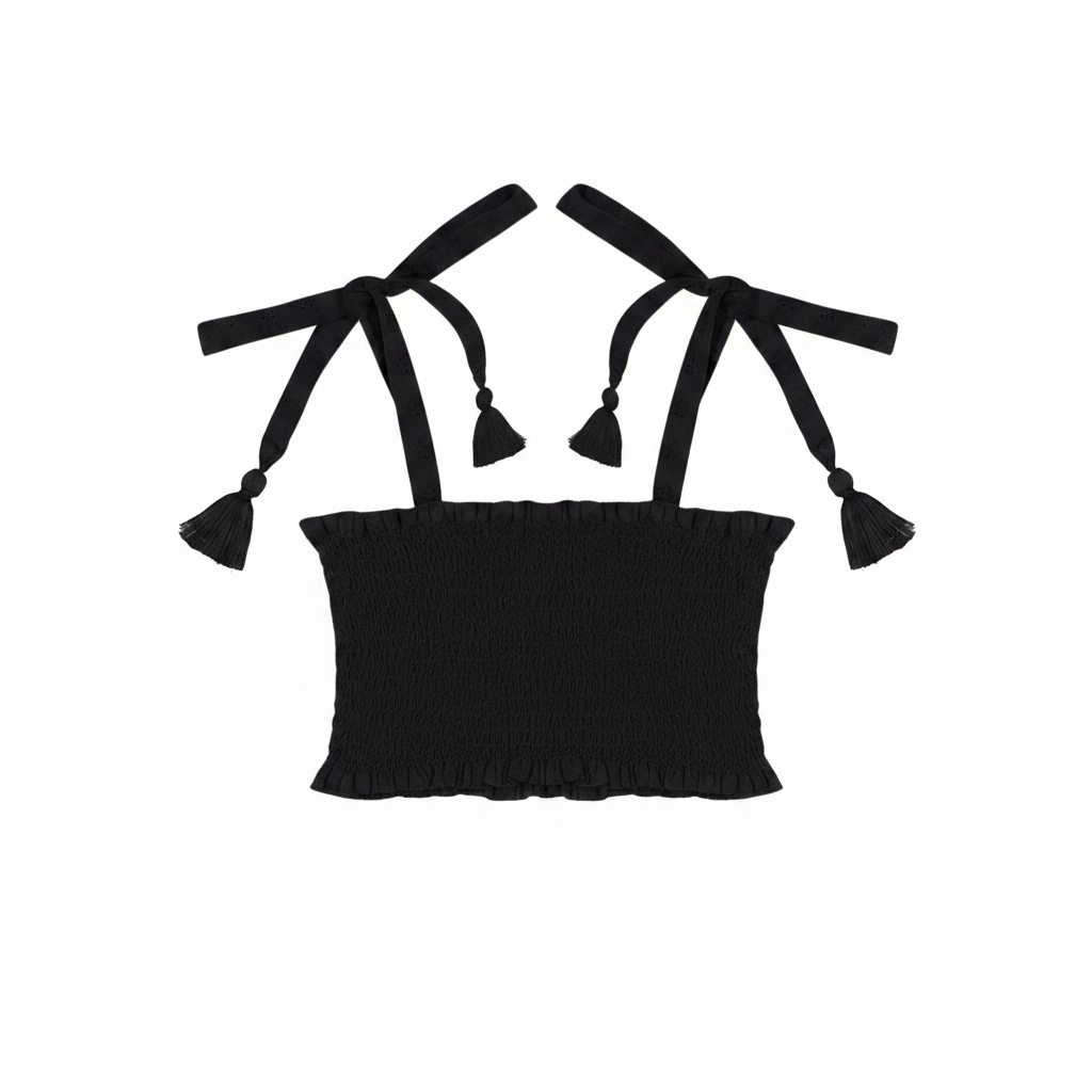 Noelle Girls Top and Skirt Set Black Eyelet