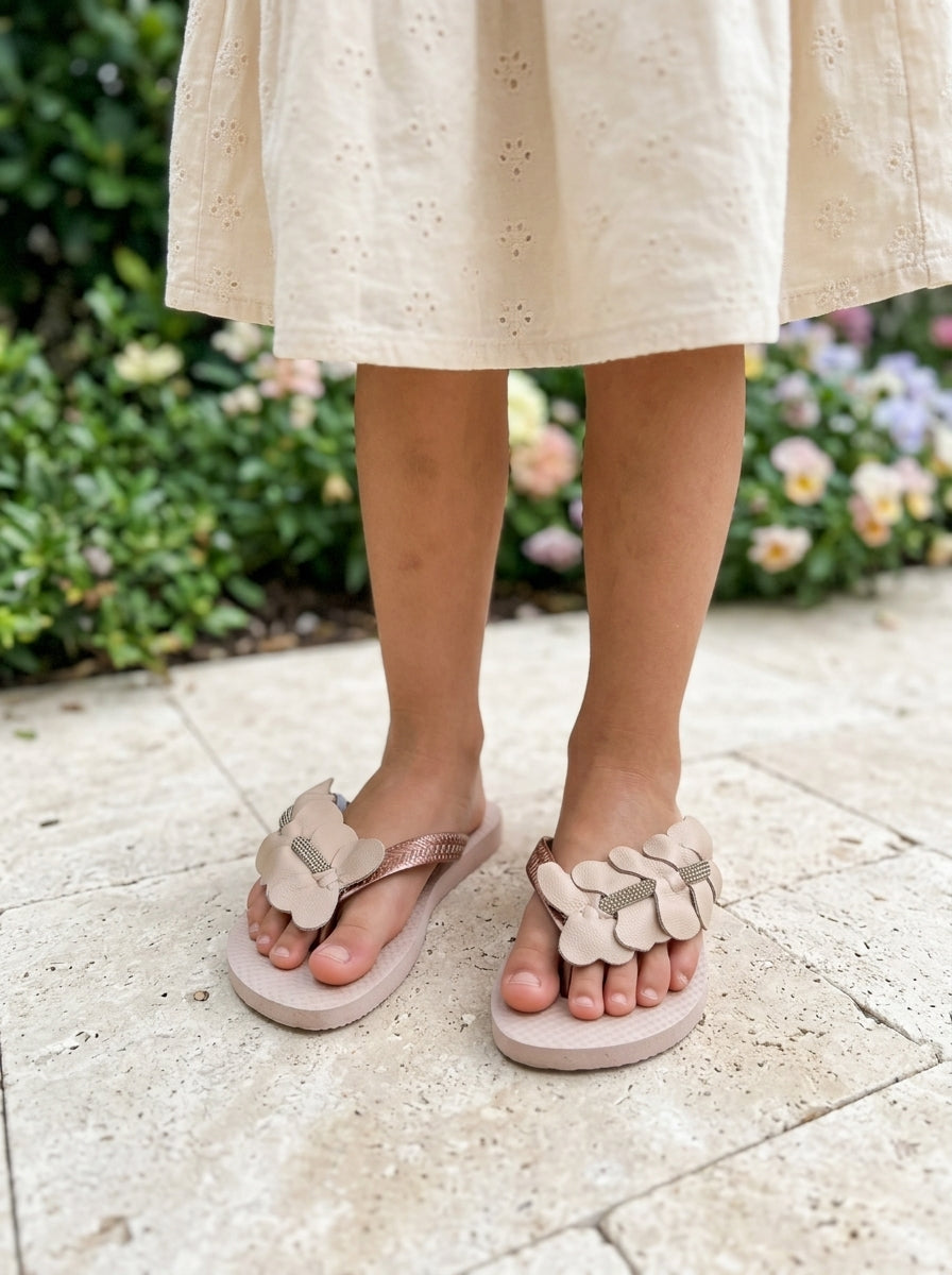 Beige Leather Butterfly