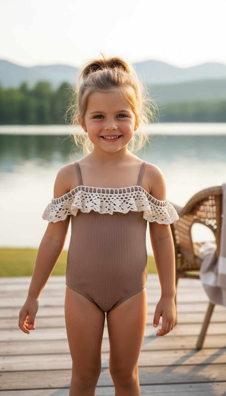 1 PC Tan Crochet Detail