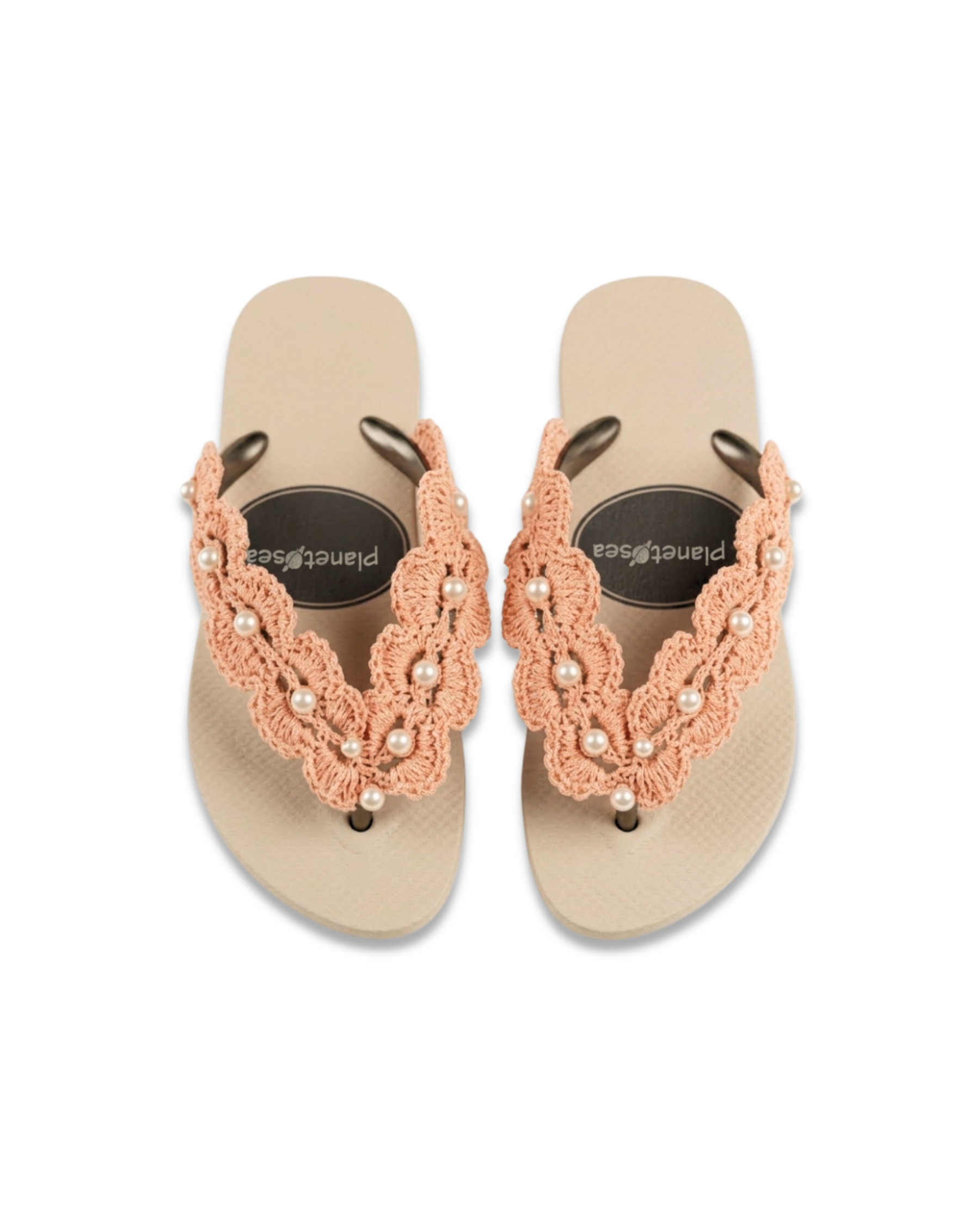 Salmon mother pearl flip flop