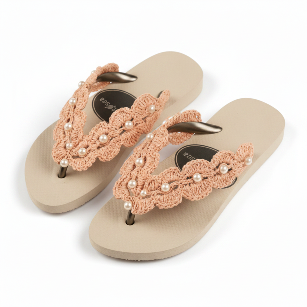 Salmon mother pearl flip flop