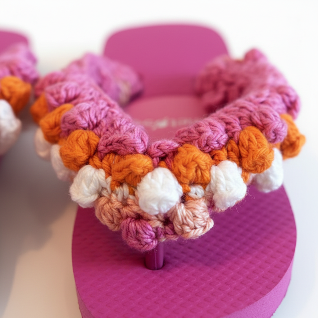 PINK / MULTI POPCORN CROCHET