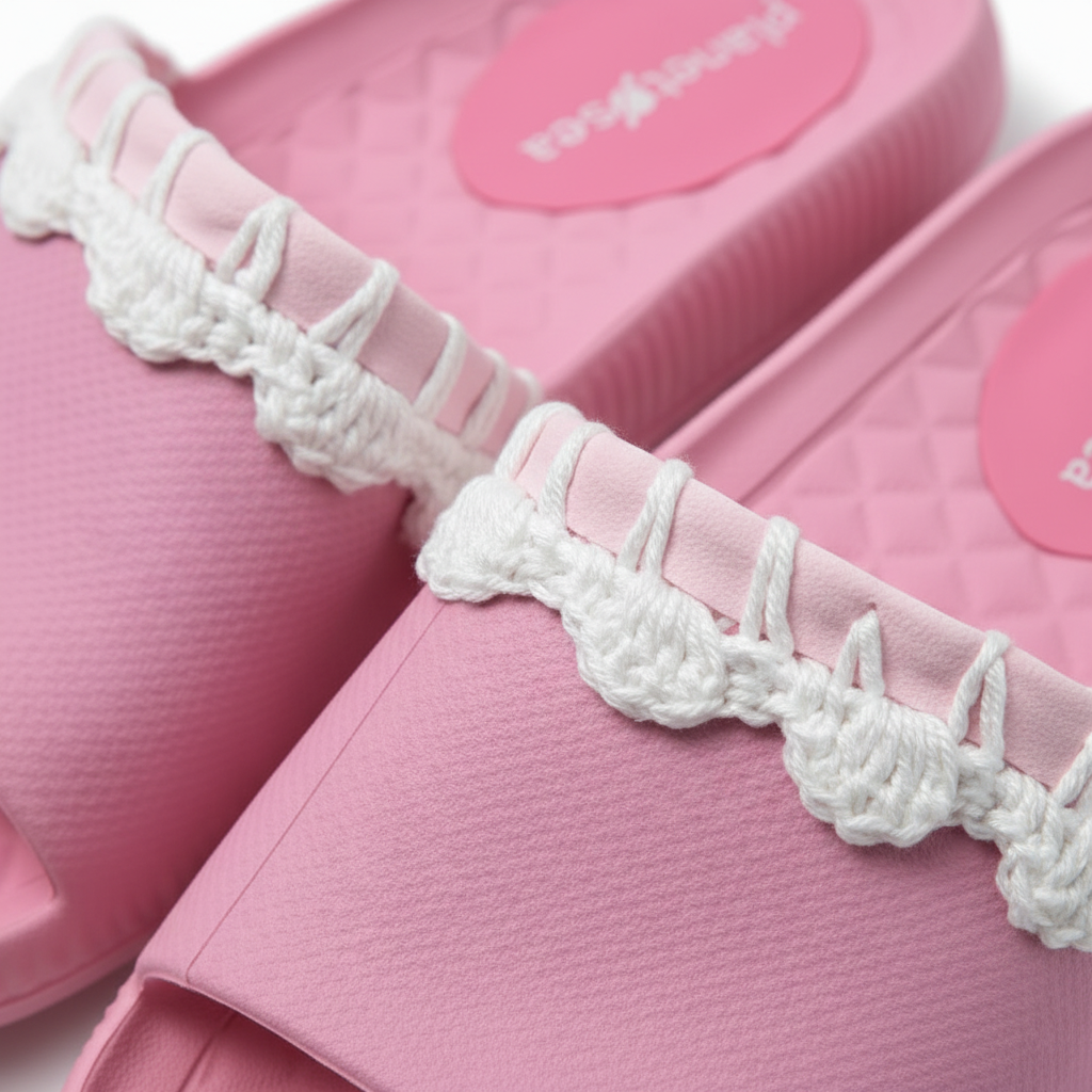 Pink White Crochet Detail