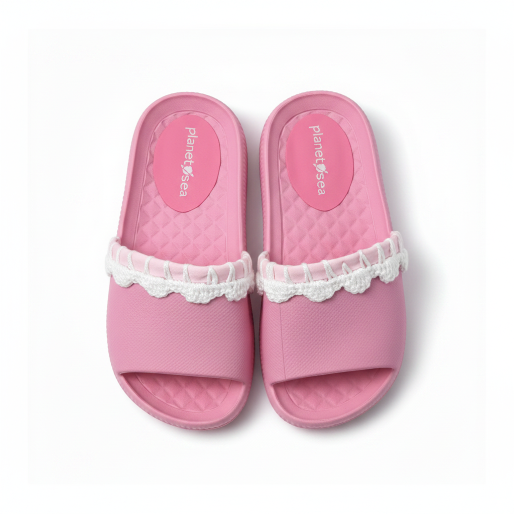 Pink White Crochet Detail