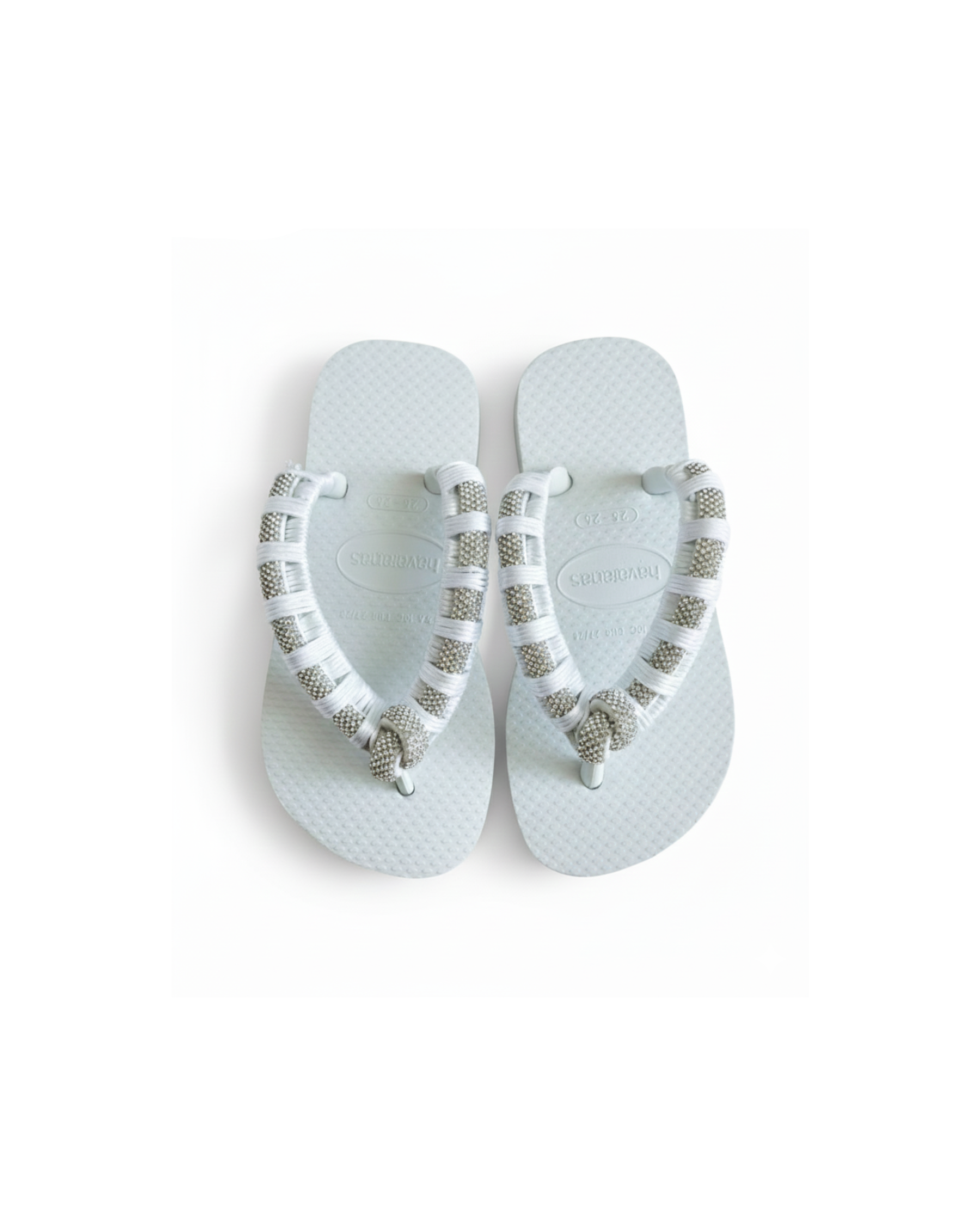 WHITE CRYSTAL AND KNOT ON STRAPS