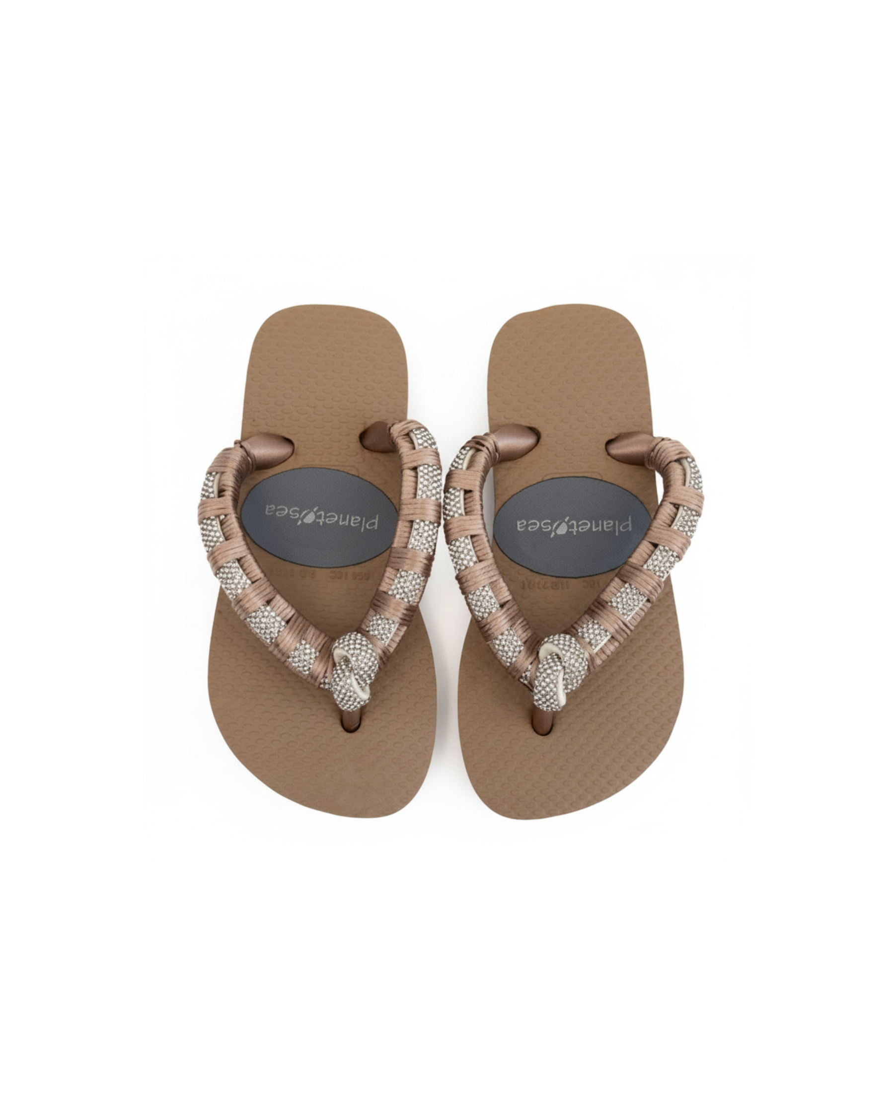 TAN CRYSTAL AND KNOT ON STRAPS
