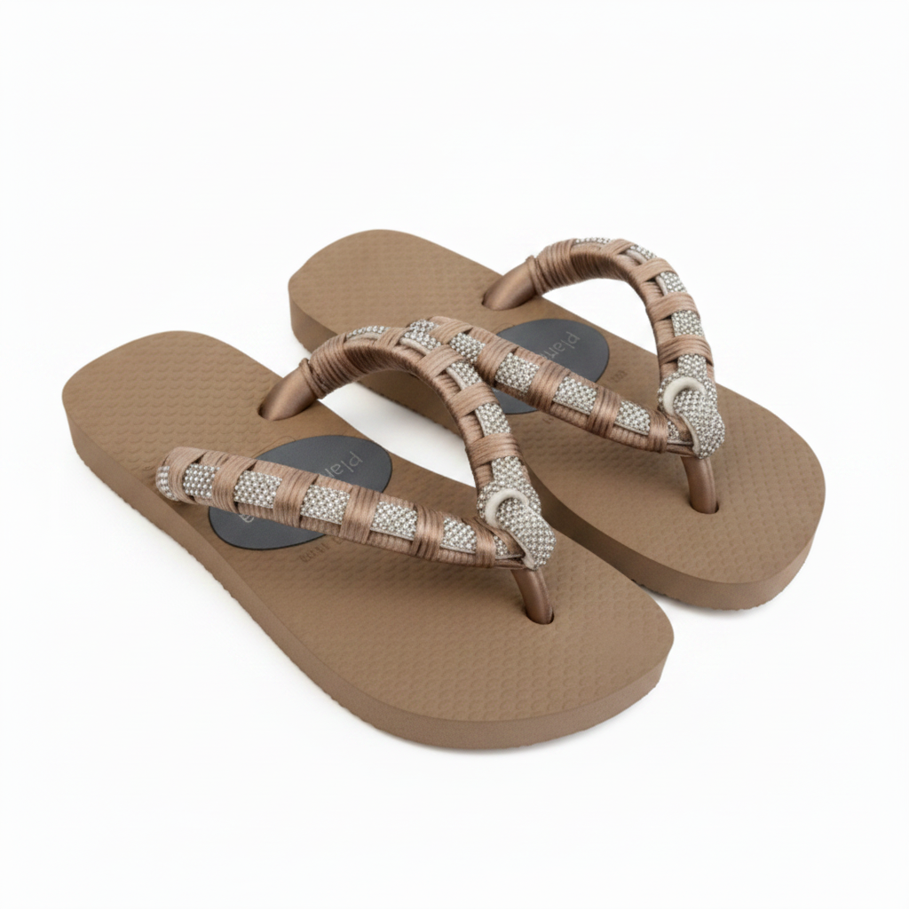 TAN CRYSTAL AND KNOT ON STRAPS