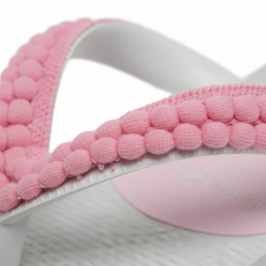 WHITE / PINK POM POM