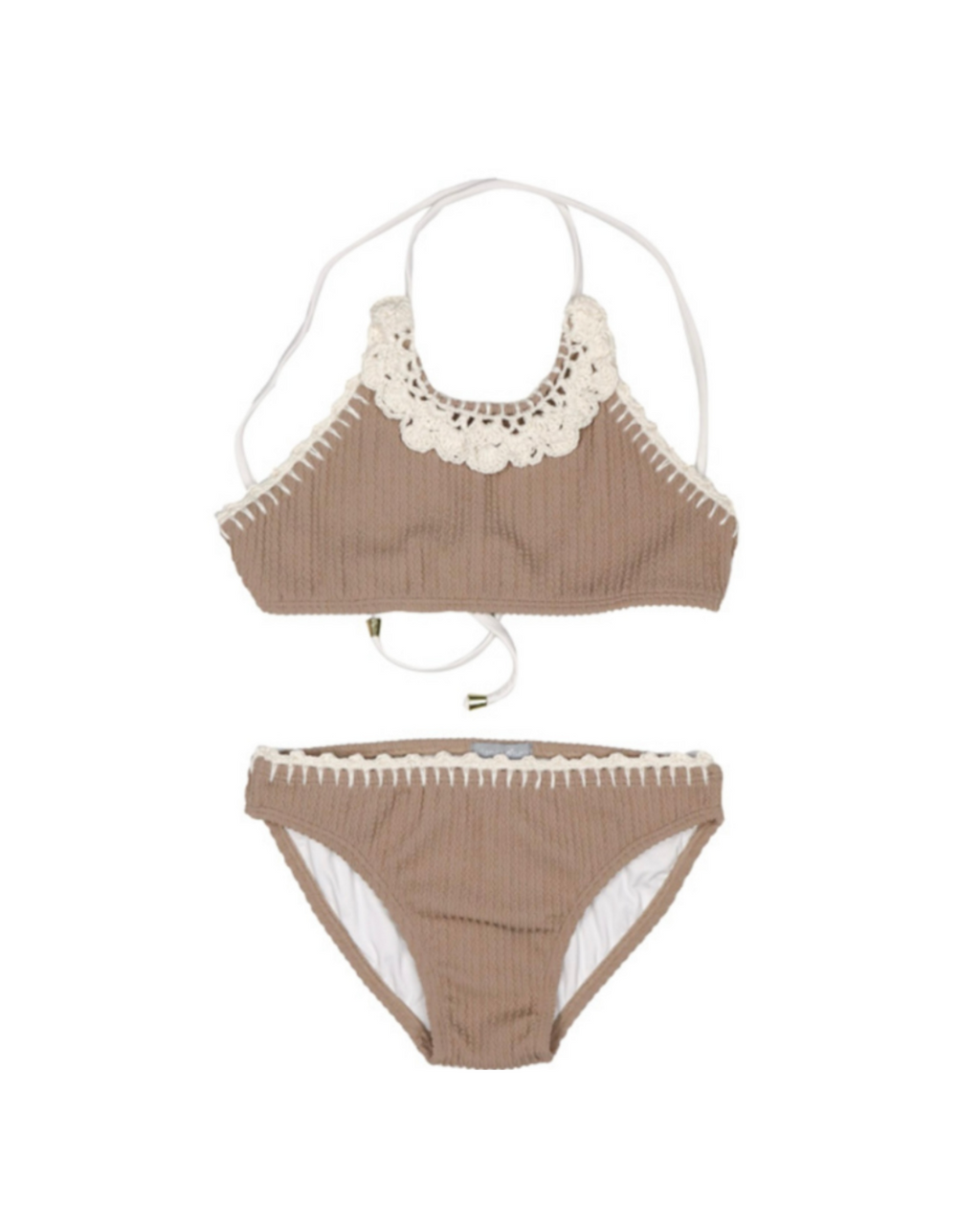 2 PC Tan Crochet Detail