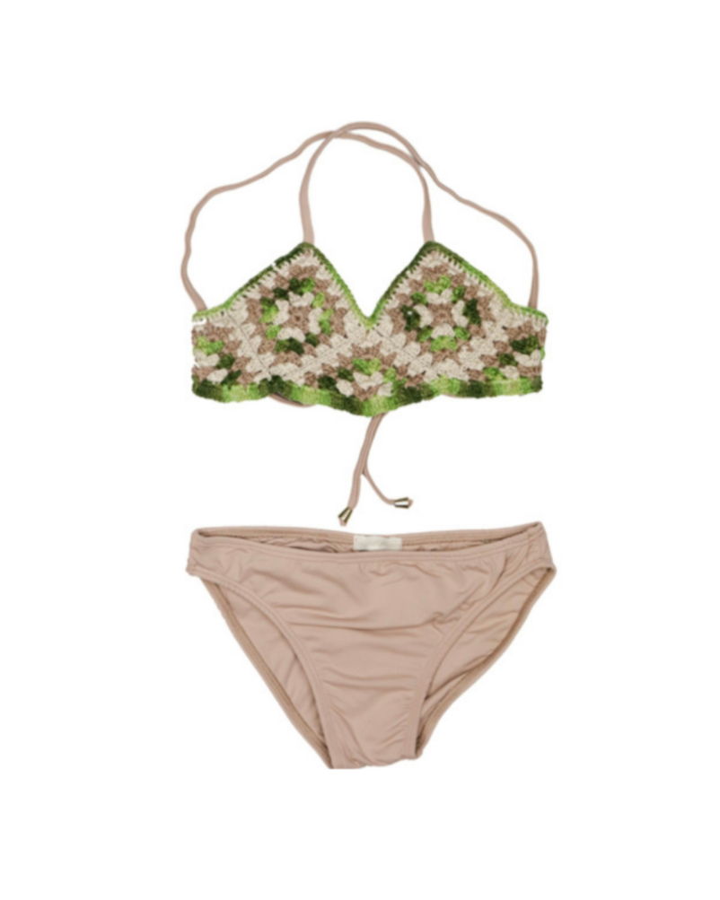 2 PC TAN TRIANGLE TOP CROCHET