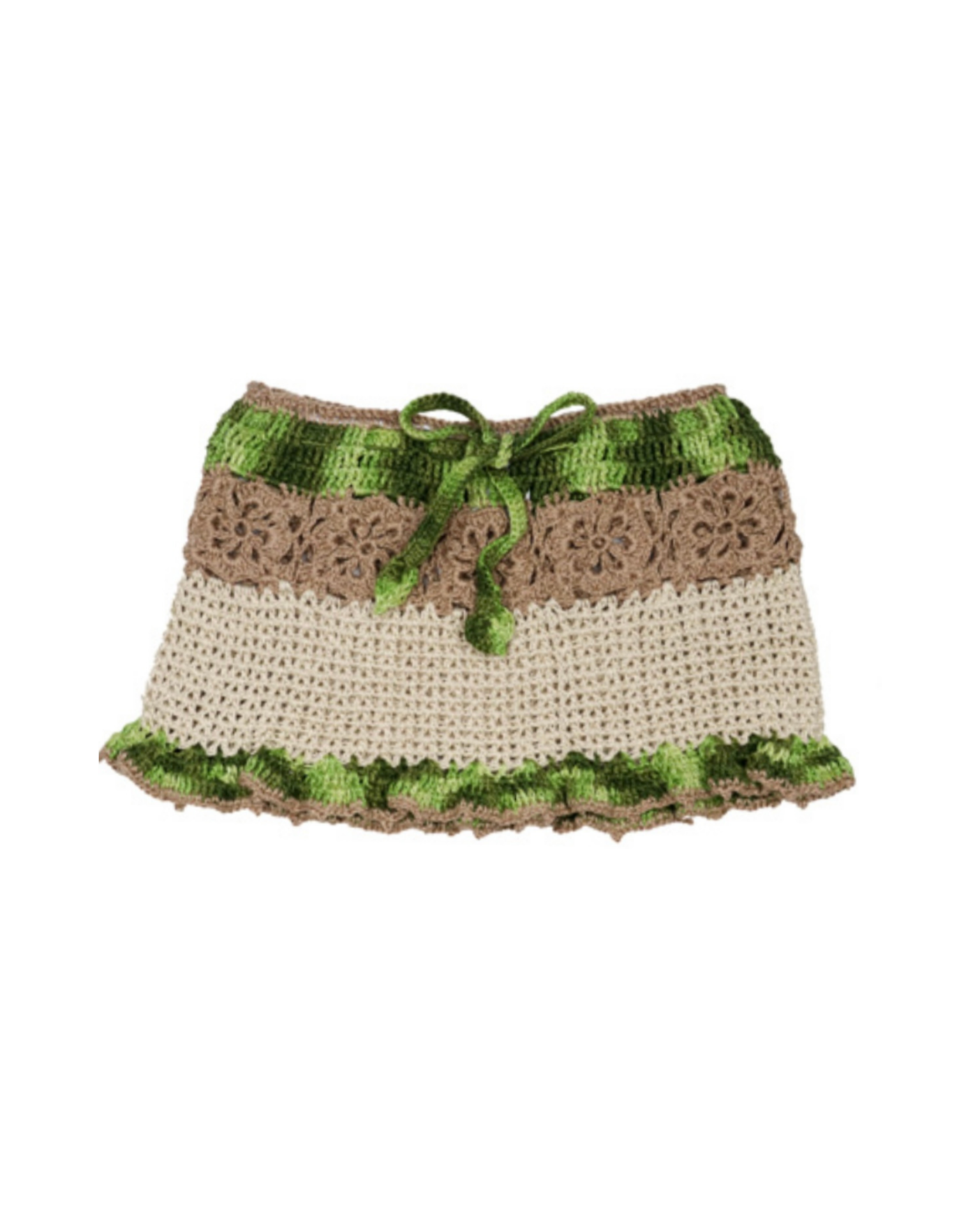 Tan & Green Crochet Skirt